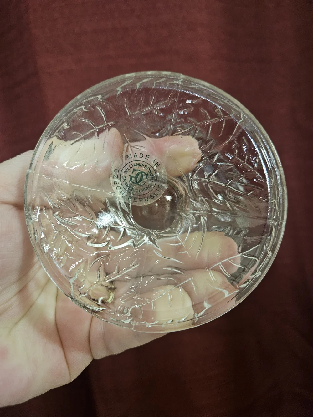 🍓 Strawberry & Floral Pattern Clear Pressed Glass Compote